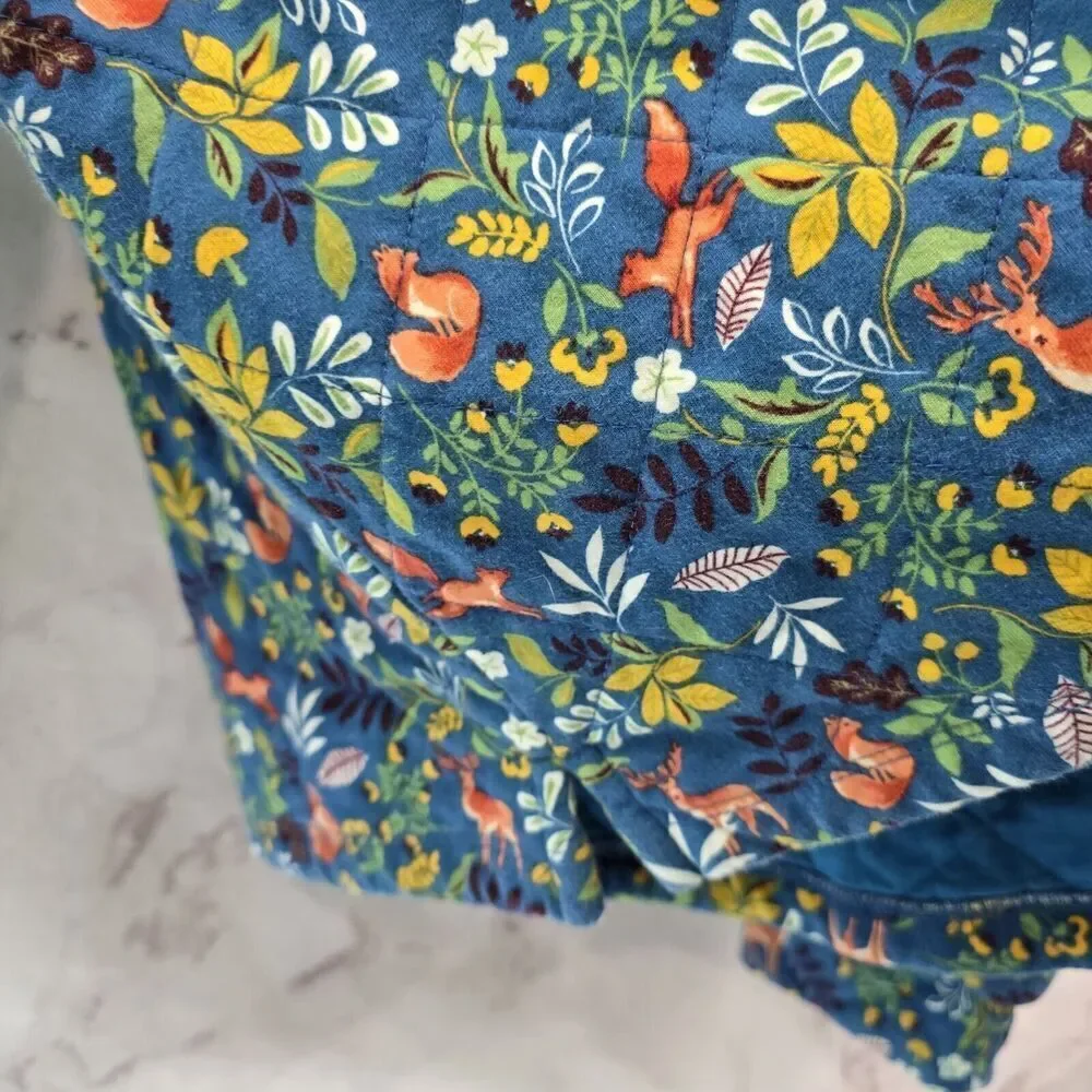 Talbots Pullover Womens Large Woodland Ditsy Quilted Sweatshirt Fox Deer Acorn - Picture 10 of 12